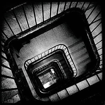 楼梯,长方形,层,建筑,看,邪恶,阴郁,马德里,西班牙