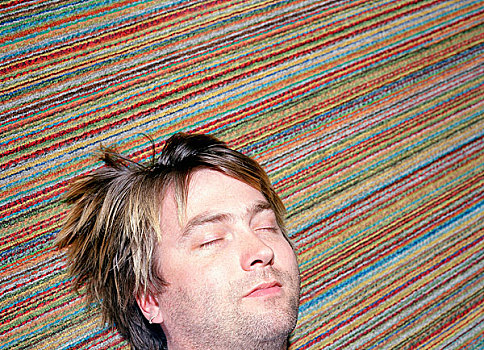男人,睡觉,彩色,地毯