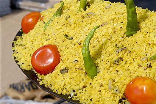 米饭,绿色,辣椒,西红柿,朝圣,节日,拉贾斯坦邦,北印度,亚洲