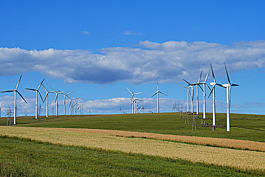 草原,风力发电