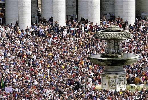 人群,开幕,教皇,圣彼得广场,广场,梵蒂冈,罗马,意大利,欧洲