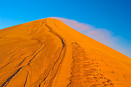 风,吹,沙子,上方,沙丘,却比沙丘,沙漠,撒哈拉沙漠,南方,摩洛哥,非洲