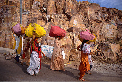 女人,捆,头部,印度