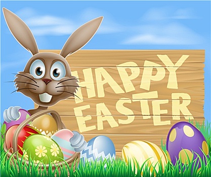 高兴,复活节彩蛋,篮子,兔子
