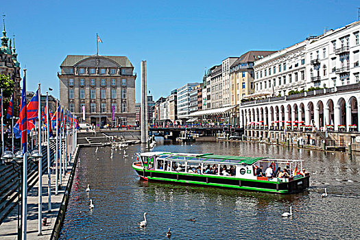 乘客,船,运河,汉堡市,德国,欧洲