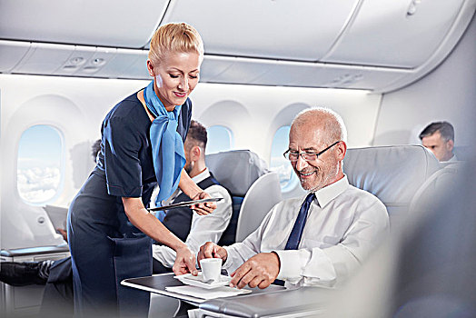 空乘人员,浓咖啡,咖啡,商务人士,第一,飞机