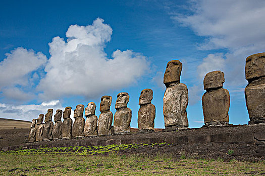 智利,复活节岛,努伊,拉帕努伊国家公园,大,雕塑,仪式,玻利尼西亚,大幅,尺寸