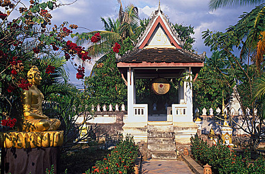 佛像,鼓,塔,寺院,庙宇,琅勃拉邦,世界遗产,老挝,印度支那,亚洲