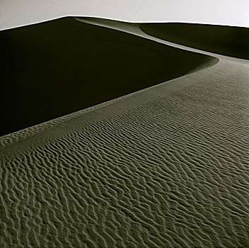 沙丘,单色调,美国,加利福尼亚,死谷,国家公园,沙子,影子,建筑,凹槽,荒凉,干燥,气候,无人,安静,热,偏僻,风景