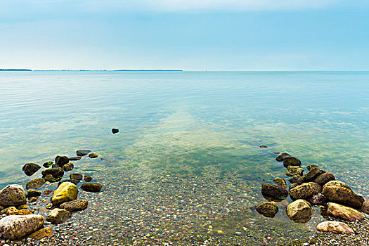 圆石滩,平静,海洋,西兰岛,丹麦