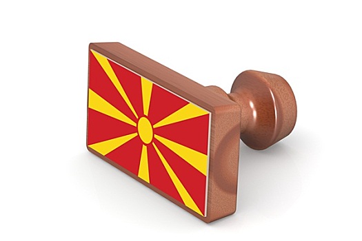 木质,图章,马其顿,旗帜