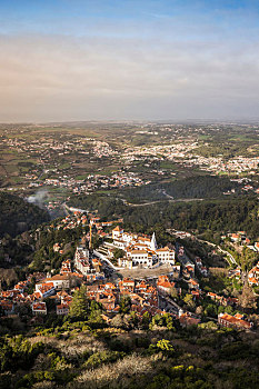 风景,远景,俯拍,辛特拉,里斯本,葡萄牙