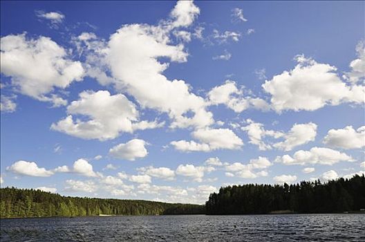 湖,云,上方,北方,瑞典