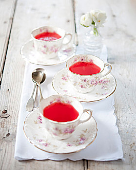 茶杯,草莓果冻