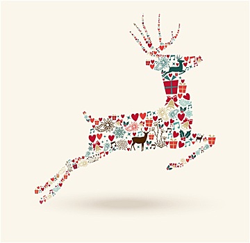 圣诞快乐,跳跃,鹿,插画