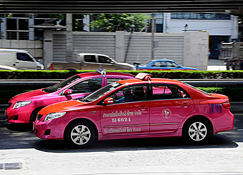 出租车,粉色,曼谷,泰国,亚洲