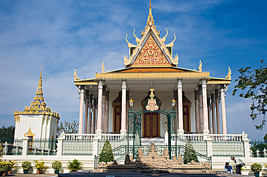 银塔,皇宫,金边,柬埔寨,印度支那,东南亚,亚洲