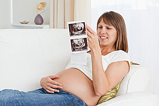 孕妇,看,超声波扫描