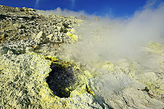 硫,喷气孔,奶奶,火山,岛屿,利帕里群岛,意大利,欧洲