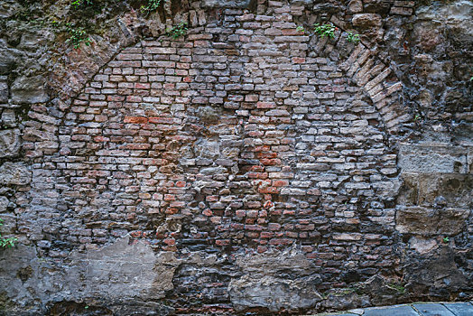 古老的石头砖墙背景图