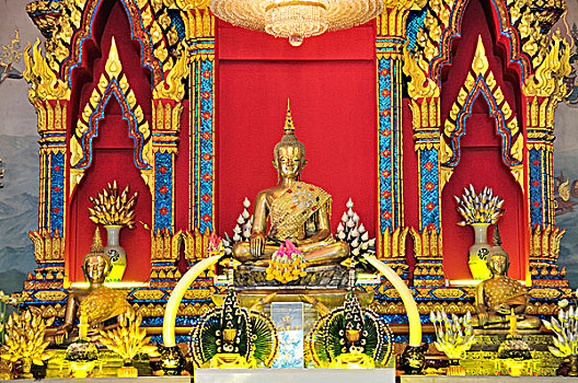 圣坛,金色,佛像,泰国,亚洲