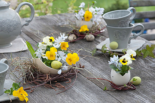 小,花束,蛋壳,复活节餐桌,装饰