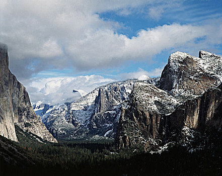 美国,加利福尼亚,优胜美地国家公园,冬天,大幅,尺寸