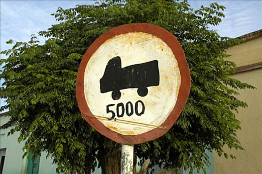 手绘,路标,禁止,卡车,5吨,阿克苏姆,埃塞俄比亚,非洲