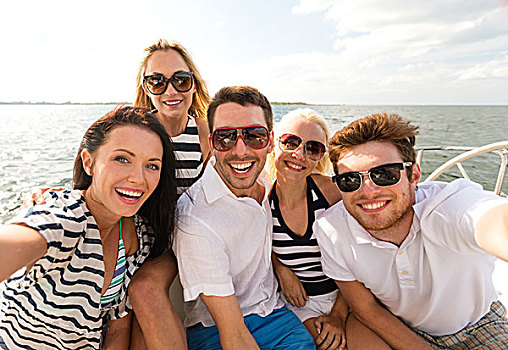 度假,旅行,海洋,友谊,人,概念,微笑,朋友,坐,游艇,甲板,制作
