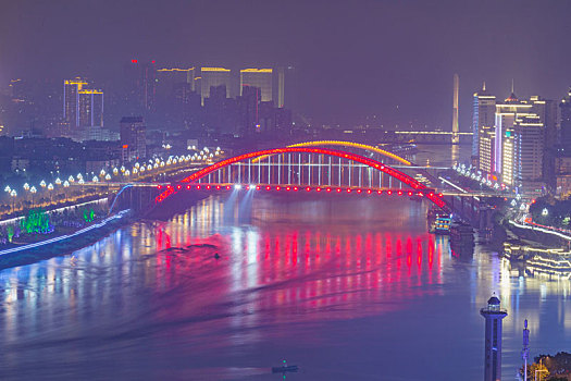 四川宜宾三江汇流城市夜景