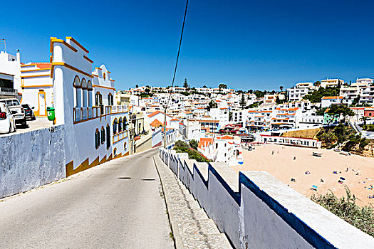 俯视图,乡村,海滩,阿尔加维,葡萄牙