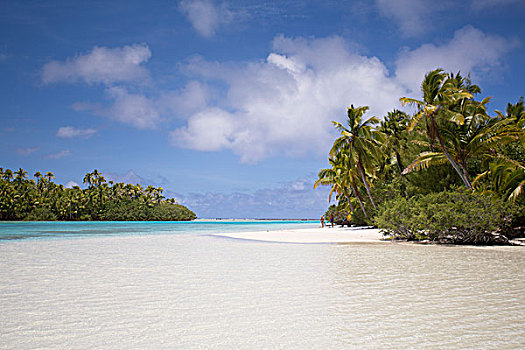 库克群岛,艾图塔基岛,一个,脚,岛屿,景色,水景