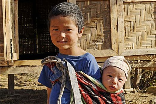 男孩,少数民族,婴儿,克钦邦,缅甸,亚洲