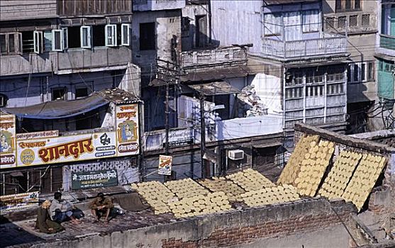 弄干,印度薄饼,屋顶,老德里,印度,亚洲
