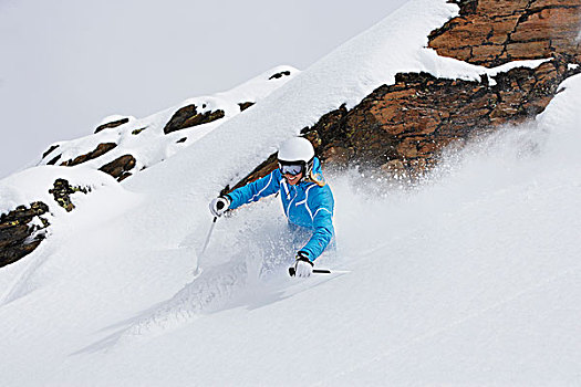 滑雪者,雪,斜坡