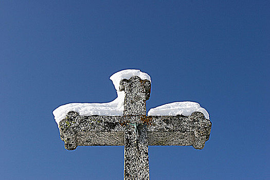 法国,上萨瓦省,雪,十字架