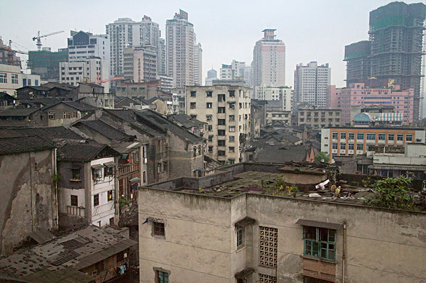 传统,住宅,现代,公寓楼,重庆,中国