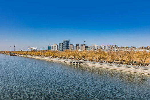 北京市通州区大运河外滩环境都市建筑风光