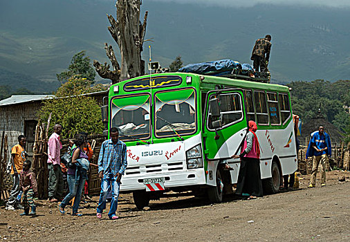 公交车站,乡村,大捆,山,埃塞俄比亚,非洲