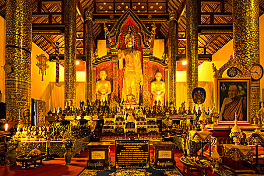 金色,佛,寺院,契迪,庙宇,清迈,北方,泰国,亚洲