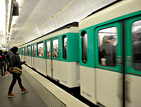 乘客,地铁,巴黎,法国,欧洲