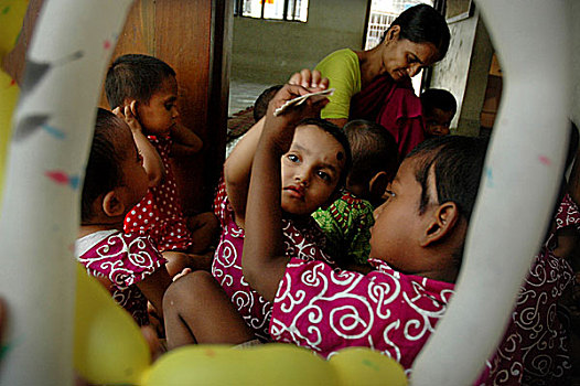 婴儿,中心,达卡,孟加拉,五月,2007年
