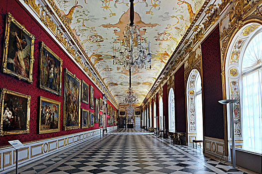 画廊,第一,地面,城堡,施莱斯海姆宫,宫殿,乌伯施莱斯海姆,靠近,慕尼黑,上巴伐利亚,巴伐利亚,德国,欧洲