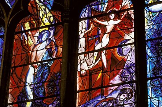 法国,洛林,摩泽尔,梅斯,大教堂,彩色玻璃窗