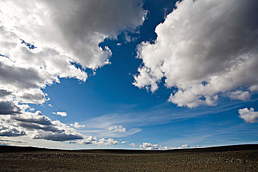 云,上方,荒芜,风景,区域,冰岛