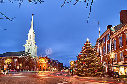 北方,教堂,市场,圣诞节,朴次茅斯,新罕布什尔