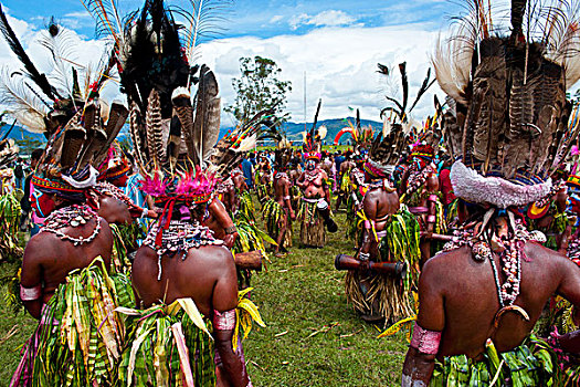 彩色,衣服,脸,涂绘,部落,庆贺,传统,唱歌,哈根,高地,巴布亚新几内亚