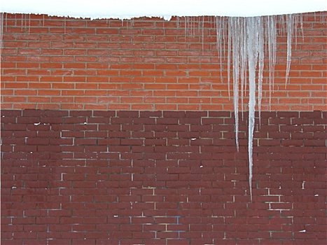 冰柱,砖墙