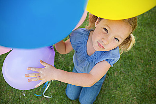 女孩,彩色,气球,公园