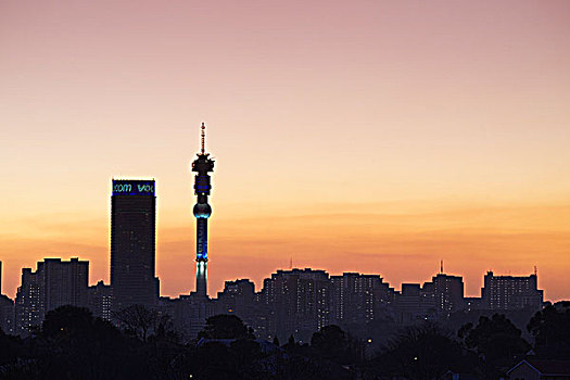 约翰内斯堡,天际线,黄昏,南非